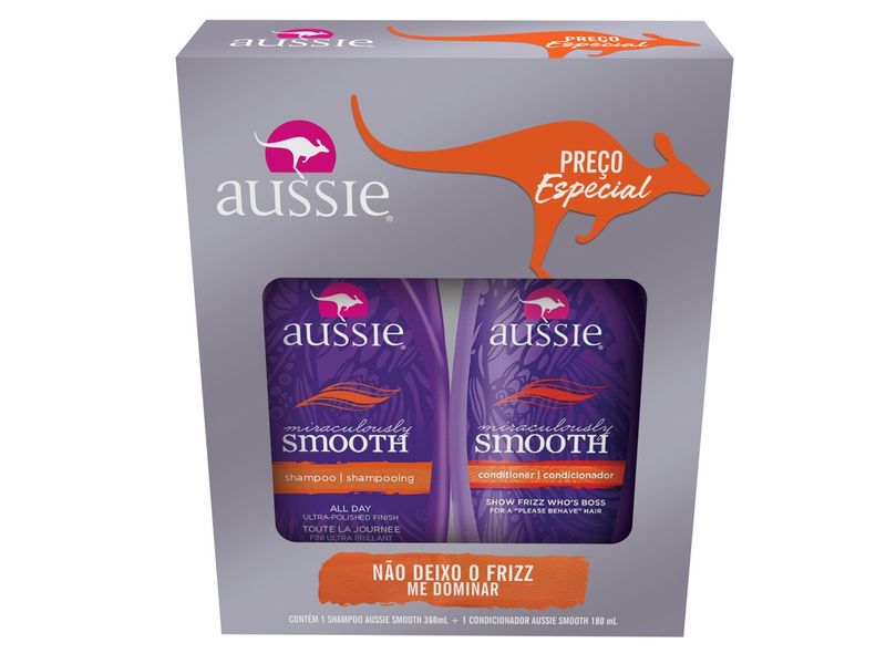 Kit Shampoo Aussie Smooth 360ml + Condicionador 180ml