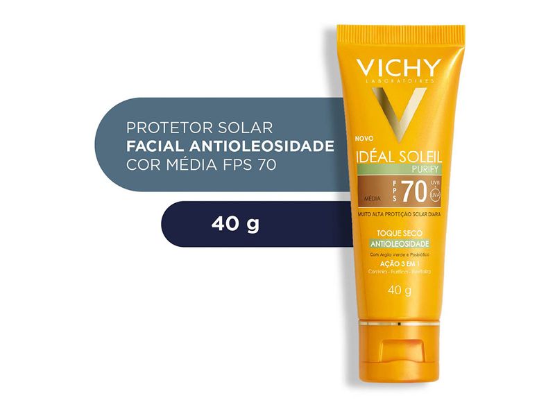 Protetor-Solar-Facial-Vichy-Ideal-Soleil-Purify-FPS70-Cor-Media-40g