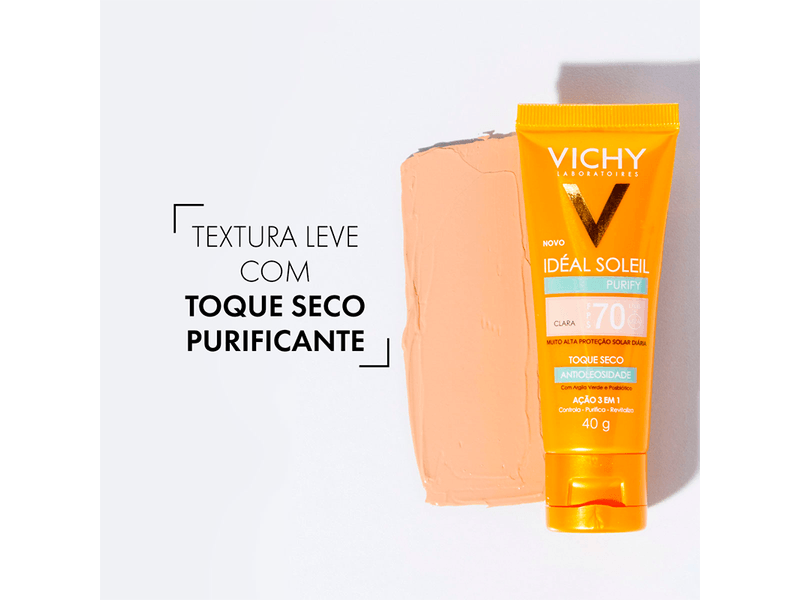 Protetor-Solar-Facial-Vichy-Ideal-Soleil-Purify-FPS70-Cor-Clara-40g