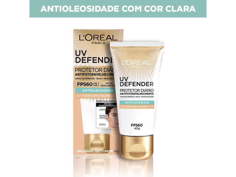 Protetor-Solar-Facial-L-Oreal-Paris-Antioleosidade-UV-Defender-FPS60-Cor-Clara-40g