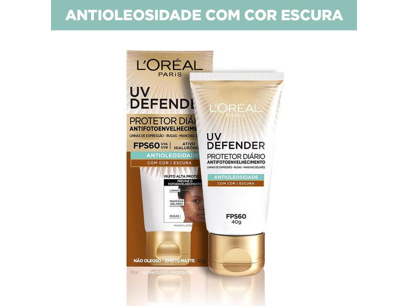 Protetor-Solar-Facial-L-Oreal-Paris-Antioleosidade-UV-Defender-FPS60-com-Cor-Escura-40g