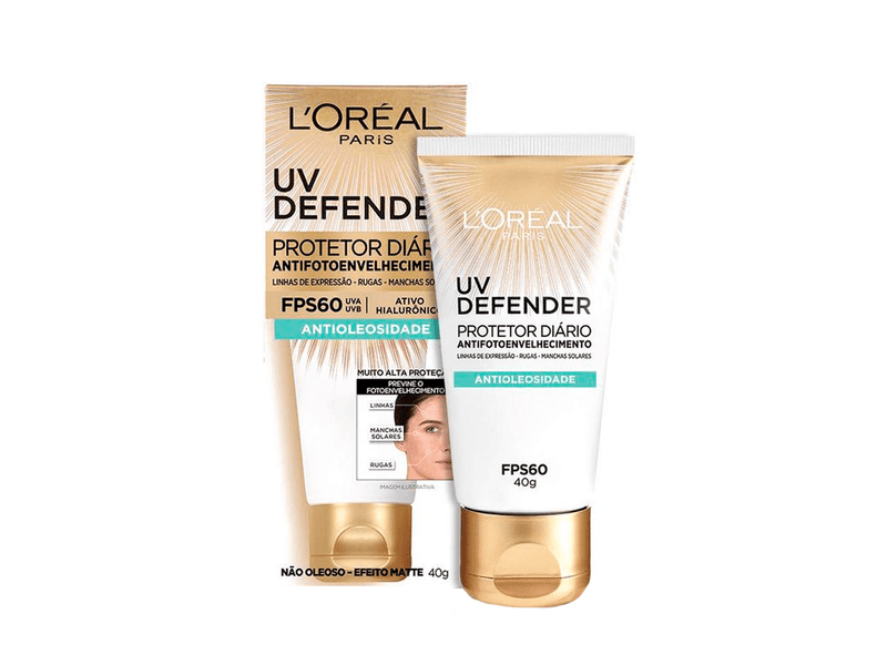 Protetor Solar Facial L'Oréal Paris Antioleosidade UV Defender FPS60 40g