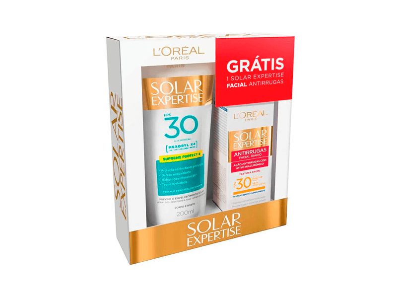 Kit-Protetor-Solar-Corporal-Expertise-L-Oreal-Paris-FPS30-200ml---Protetor-Solar-Facial-Antirrugas-FPS30-25g