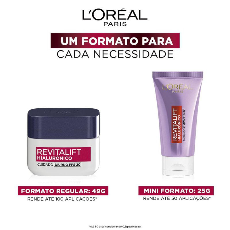 Creme Anti-idade L'Oréal Revitalift Hialurônico Diurno FPS20 25g