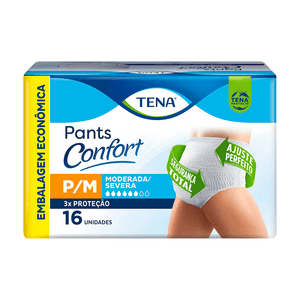 Roupa Íntima Tena Pants Confort  P/M Embalagem Econômica 16 Unidades