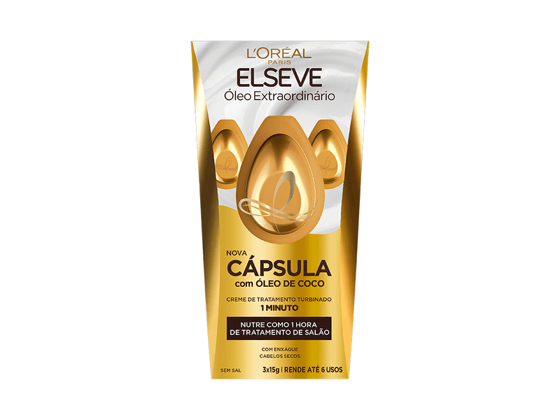 Cápsula de Tratamento Capilar L'oréal Paris Elseve Óleo Extraordinário 3 Unidades 15g Cada