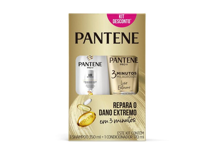 Shampoo Pantene Liso Extremo 350ml + Condicionador 3 Minutos Milagrosos 170ml