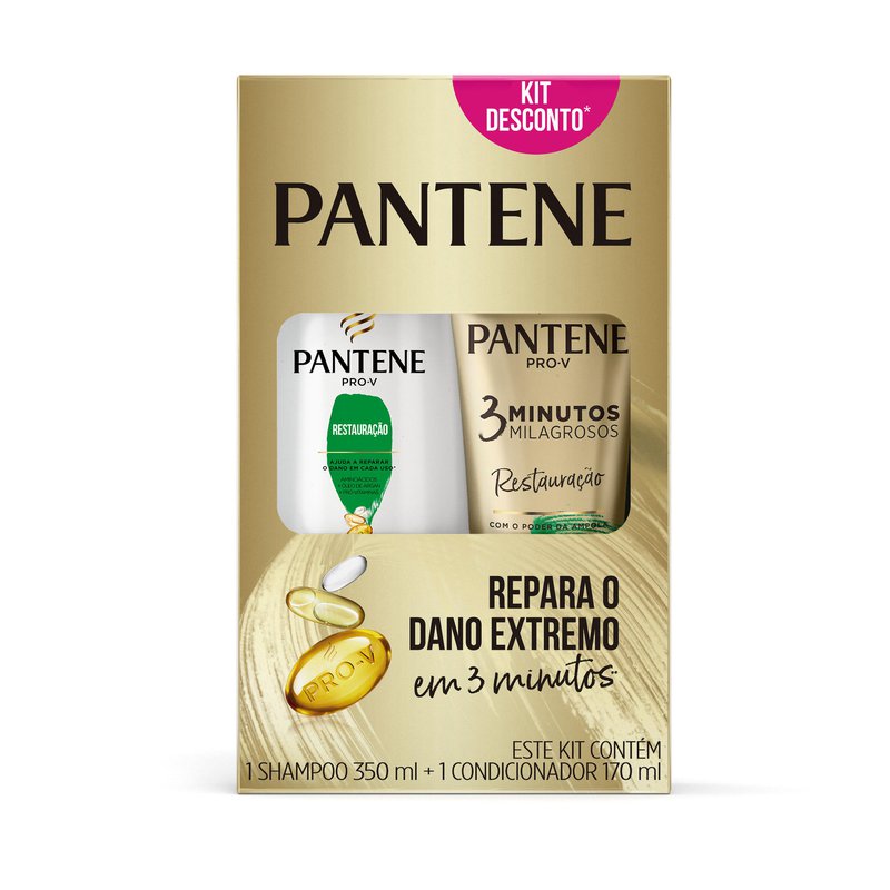 Kit Shampoo Pantene 350Ml Condicionador 3M Rest 170Ml