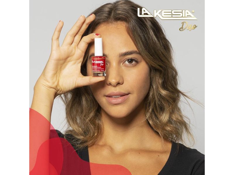 Base-e-Esmalte-Fortalecedor-de-Unhas-La-Kesia-Duo-Cor-Vermelho-Framboesa-9ml