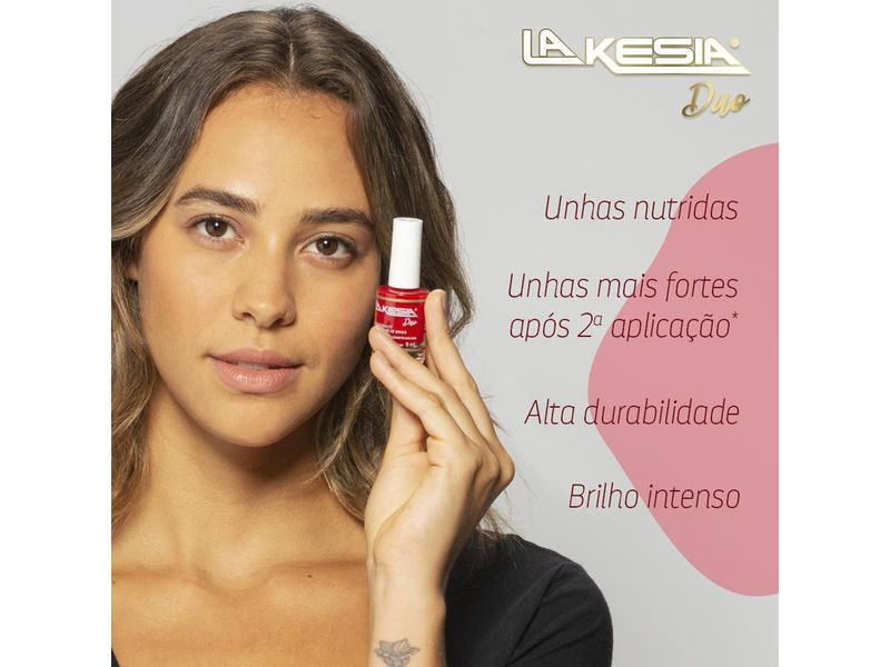 Base-e-Esmalte-Fortalecedor-de-Unhas-La-Kesia-Duo-Cor-Vermelho-Framboesa-9ml