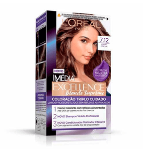 Tintura Creme Imédia Excellence L'Oréal Blonde Suprême Louro Pérola 7.12