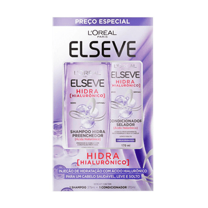 Kit Shampoo Elseve Loreal Hidra Preenchedor 375ml + Condicionador Elseve Loreal Selador 170ml
