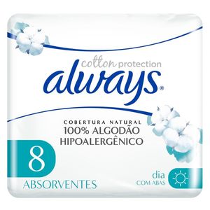 Absorvente Hipoalergênico Always Cotton Protection 8 Unidades