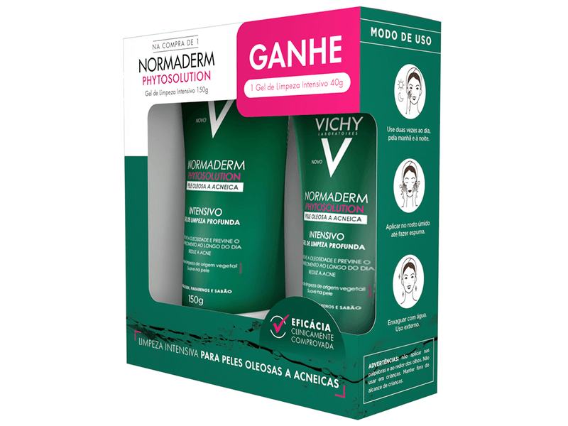Kit-Gel-de-Limpeza-Facial-Vichy-Normaderm-Phytosolution-150g---Gel-de-Limpeza-Intensivo-40g