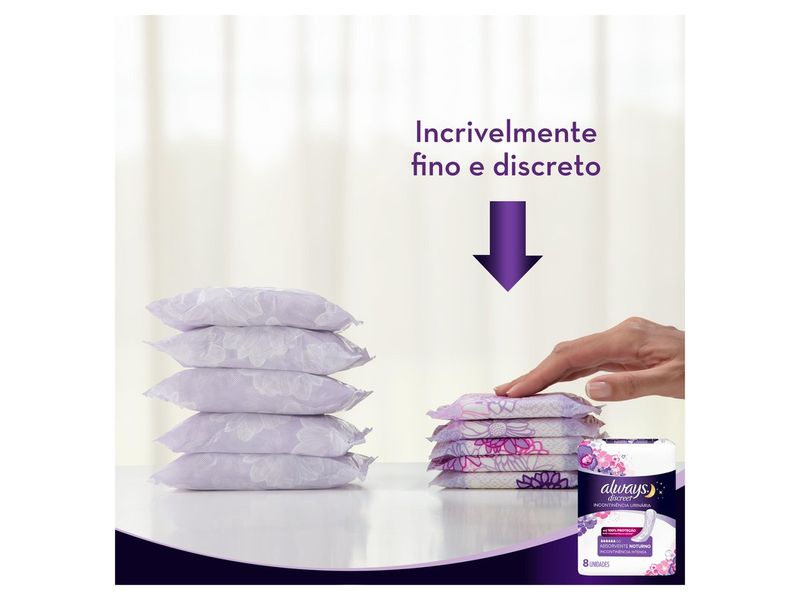 Absorvente Noturno Always Discreet Incontinência Urinária 8 Unidades