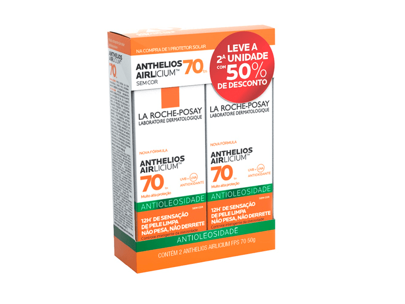 Kit-Protetor-Solar-Anthelios-Airlicium-La-Roche-Posay-FPS70-Sem-Cor-2-Unidades-50g-Cada