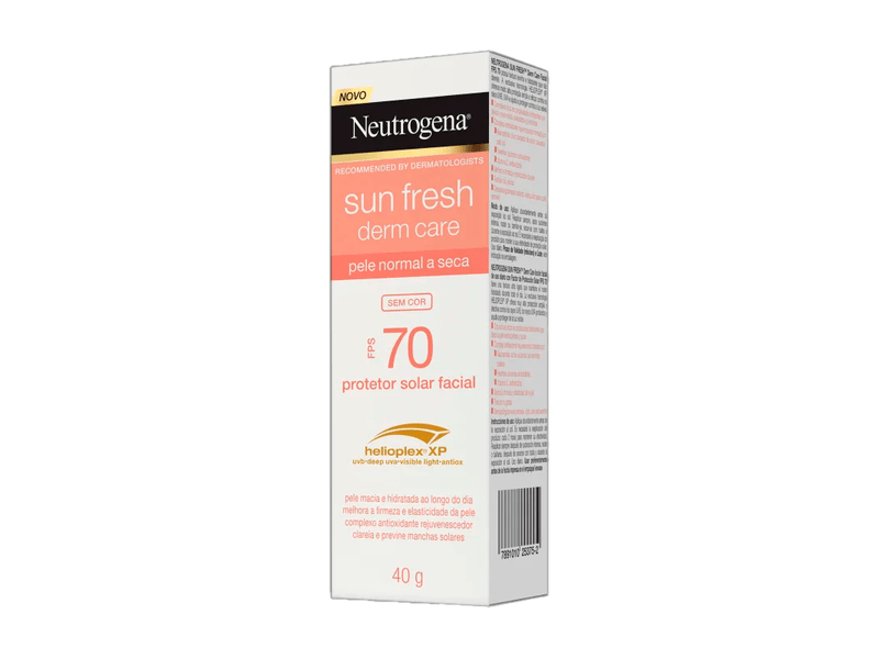 Protetor-Solar-Facial-Neutrogena-Sun-Fresh-Derm-Care-sem-Cor-Pele-Normal-a-Seca-FPS70-40g
