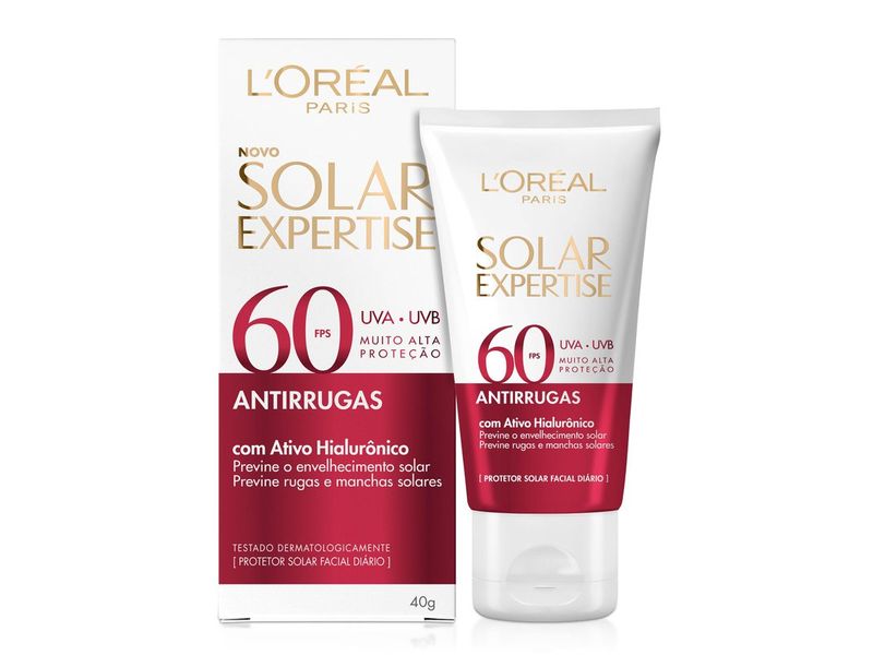 Protetor Solar Facial L'Oréal Paris Solar Expertise Antirrugas FPS 60 40g