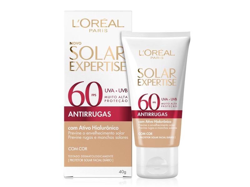 Protetor-Solar-Facial-L-Oreal-Paris-Solar-Expertise-Antirrugas-Com-Cor-FPS60-40g