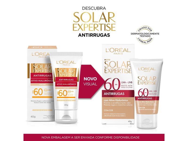 Protetor-Solar-Facial-L-Oreal-Paris-Solar-Expertise-Antirrugas-Com-Cor-FPS60-40g