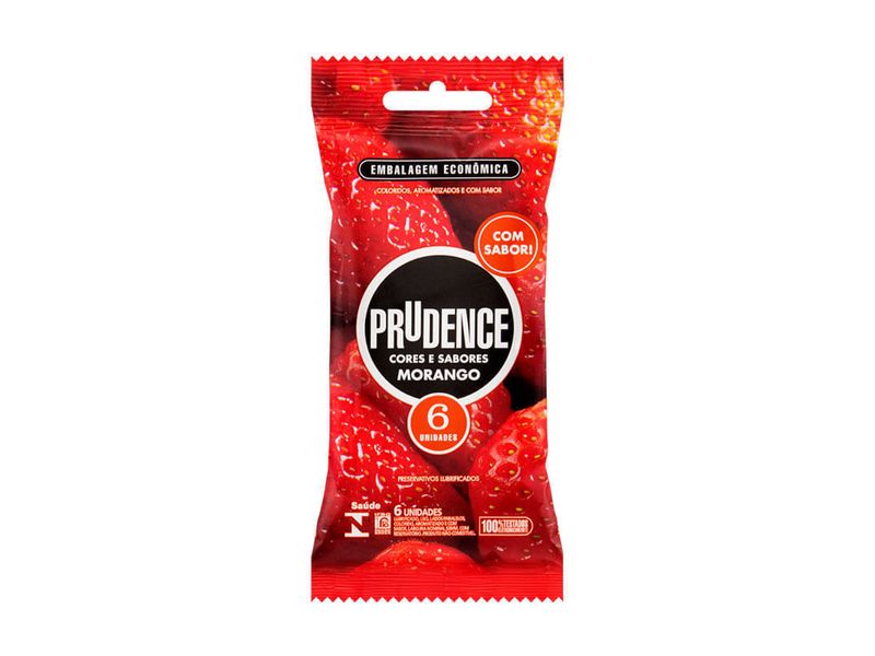 Preservativo Prudence Cores e Sabores Morango 6 unidades