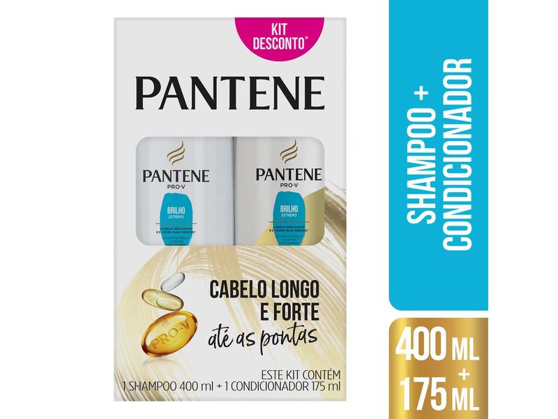 Kit-Shampoo-Pantene-400ml---Condicionador-Pantene-Brilho-Extermo-175ml