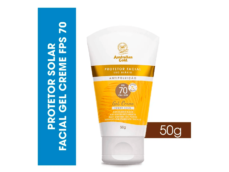 Protetor Solar Facial Antipoluição Australian Gold Toque Seco FPS70 50g