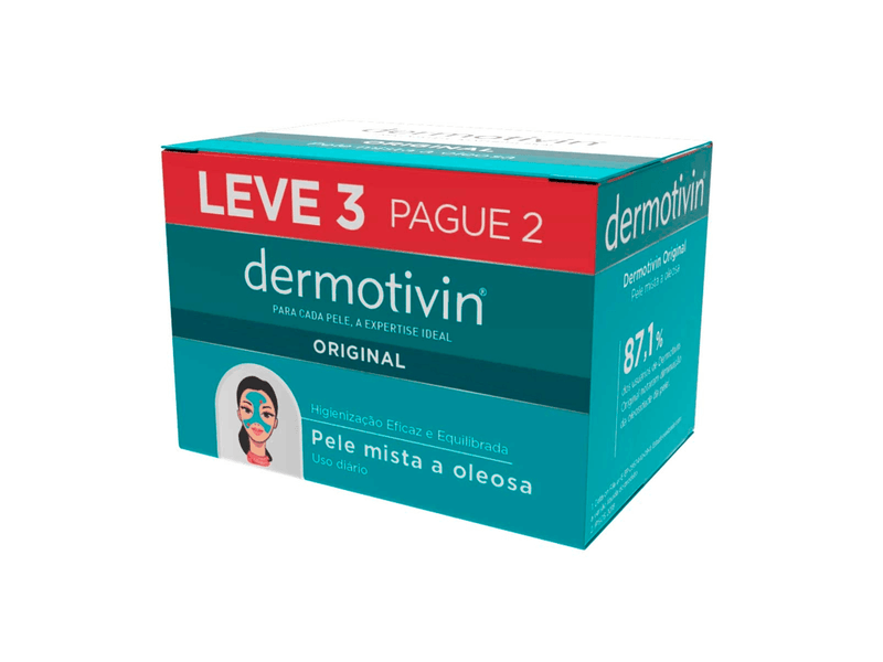 Sabonete Dermotivin Original Pele Mista e Oleosa 3 Unidades 90g Cada
