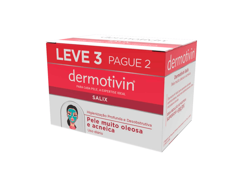Sabonete Dermotivin Salix Pele Muito Oleosa e Acneica 3 Unidades 90g Cada