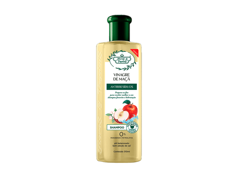 Shampoo Antirresíduo Flores e vegetais Vinagre de Maçã 310ml