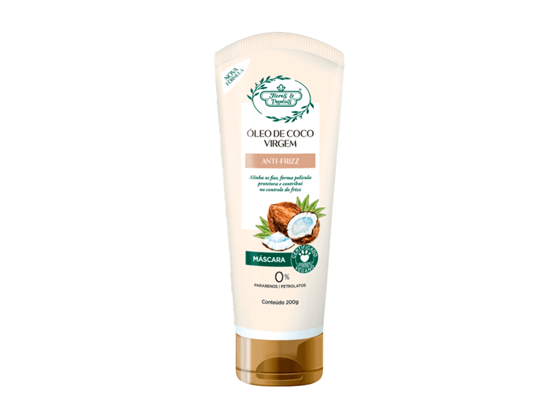 Máscara Capilar Flores e Vegetais Anti-Frizz Óleo de Coco Virgem 200g