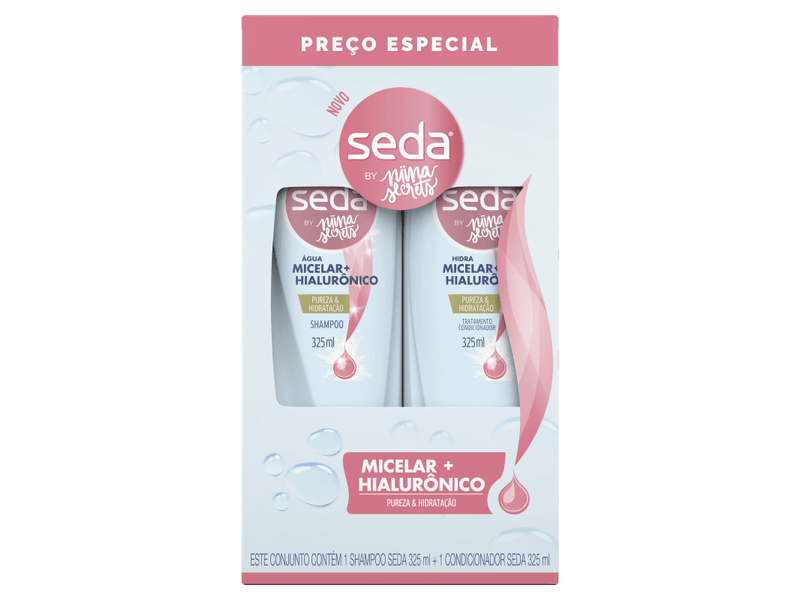 Kit Shampoo + Condicionador Seda By Niina Secrets Hidra Micelar + Hialurônico 325ml