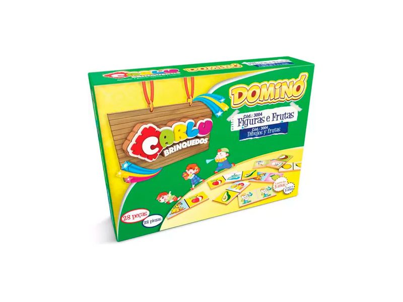 Domino-Carlu-Brinquedos-Figuras-e-Frutas-28-Pecas-de-Madeira