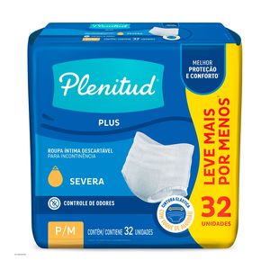 Roupa Íntima Plenitud Plus para Incontinência P/M 32 Unidades