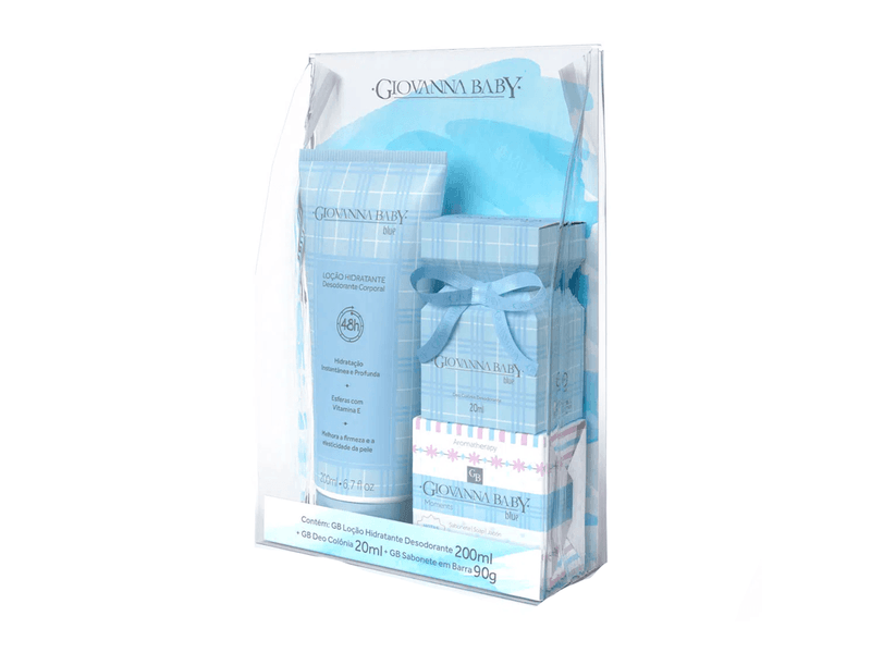 Kit Giovanna Baby Colônia 20ml+ Hidratante 200ml e Sabonete Blue 90g
