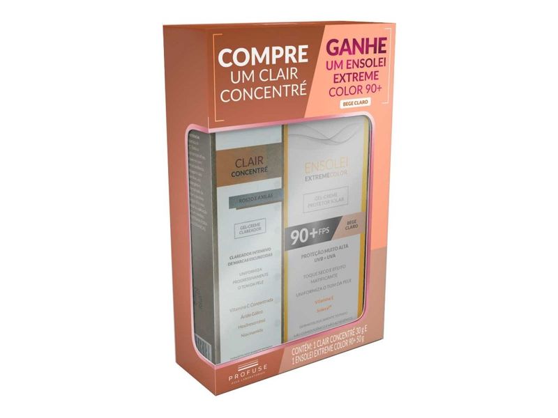 Kit-Profuse-Creme-Clareador-Clair-Concentre-30g---Protetor-Solar-Ensolei-Extreme-90--Color-50g