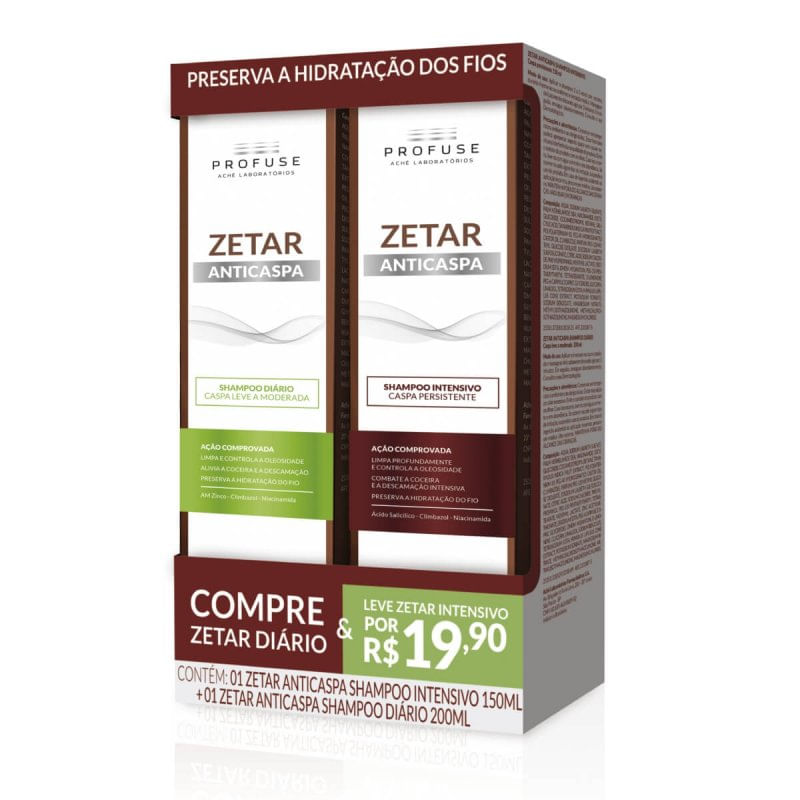 COTA SHAMPOOtreatmentセット大容量 Kit Profuse Zetar 200ml: caspa, couro cabeludo