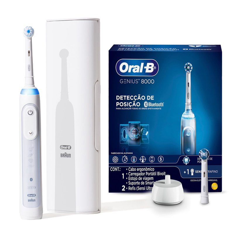 Escova Elétrica Recarregável Oral-B Genius 8000 Bivolt + 2 Refis