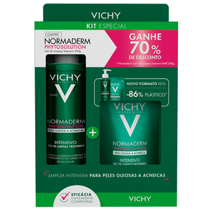 Kit Gel de Limpeza Profunda Vichy Normaderm Phytosolution Intensivo 300g + Refil 240g