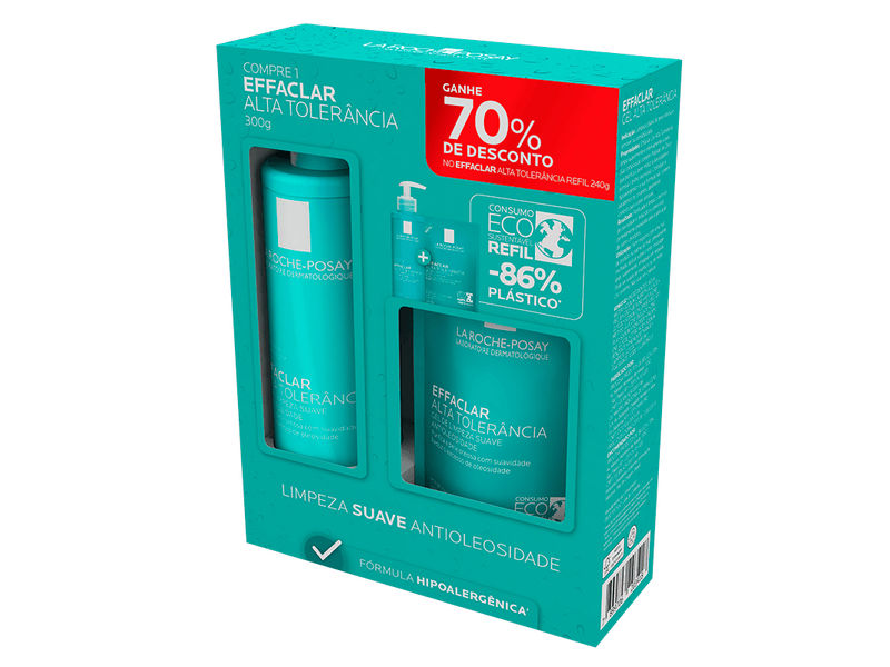 Kit-Gel-de-Limpeza-La-Roche-Posay-Effaclar-Alta-Tolerancia-300g---Refil-240g