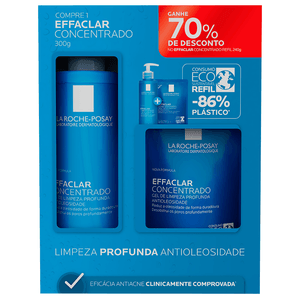 Kit Gel de Limpeza Profunda La Roche-Posay Effaclar Concentrado 300g + Refil 240g
