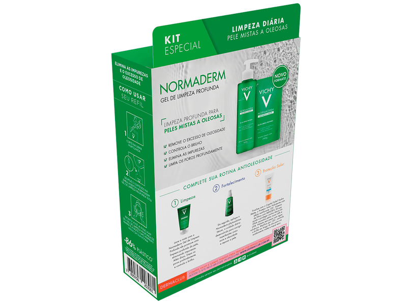 Kit-Gel-de-Limpeza-Profunda-Vichy-Normaderm-300g---Refil-240g