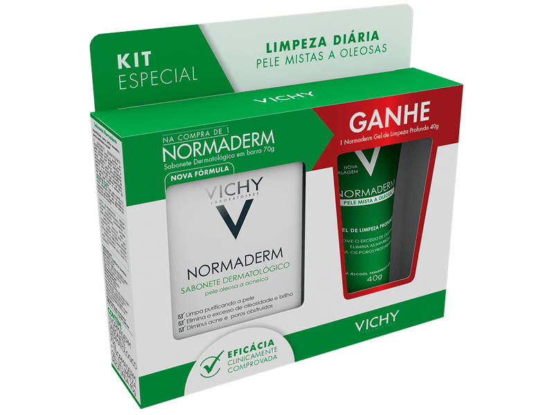 Kit-Sabonete-Dermatologico-em-Barra-Vichy-Normaderm-70g---Gel-de-Limpeza-Profunda-Normaderm-40g