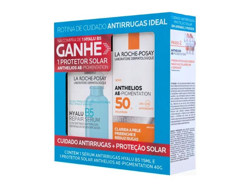 Kit-Serum-Antirrugas-Hyalu-La-Roche-Posay-B5-15ml---Protetor-Solar-Anthelios-AEe-Pigmentation-sem-Cor-40g