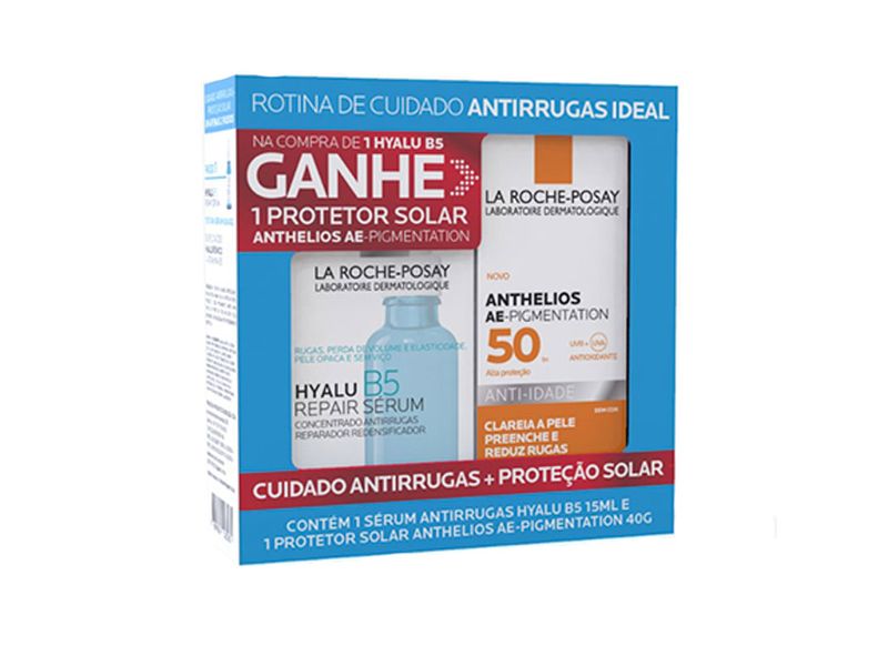 Kit-Serum-Antirrugas-Hyalu-La-Roche-Posay-B5-15ml---Protetor-Solar-Anthelios-AEe-Pigmentation-sem-Cor-40g