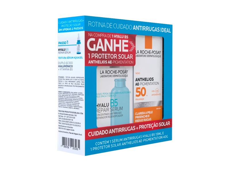 Kit-Serum-Antirrugas-Hyalu-La-Roche-Posay-B5-15ml---Protetor-Solar-Anthelios-AEe-Pigmentation-sem-Cor-40g