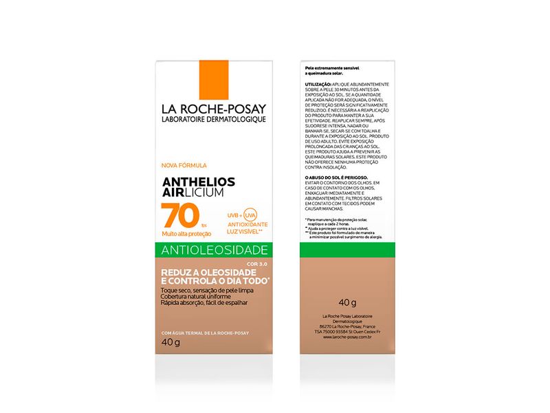 Protetor-Solar-Facial-La-Roche-Posay-Anthelios-Airlicium-FPS70-Cor-3.0-40g