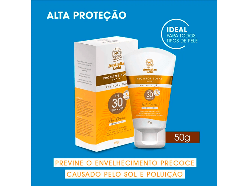 Protetor-Solar-Facial-Australian-Gold-Antipoluicao-FPS30-50g