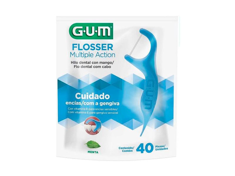Fio-Dental-com-Haste-Flosser-G.U.M.-Multiple-Action-40-Unidades