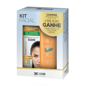 Kit Protetor Solar Facial Isdin FotoProtector Fusion Water FPS60 Sem Cor 50ml + Isdin Micellar Solution 400ml